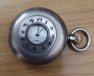 £85 • Buy Antique Eterna Half Hunter Silver  Pocket Watch