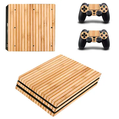 $21.48 • Buy Wood Grain Protective Skin Sticker For PS4 PRO Gaming Console+2 Controller