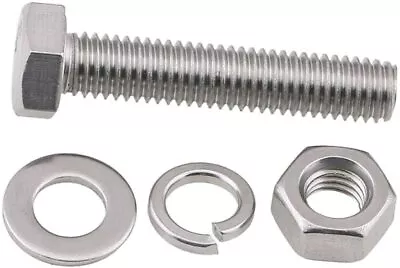 M3 M4 M5 M6 M8 Hex Head Stainless Steel Bolt (Screw) Nut Flat Spring Washer Set • $4.50