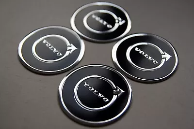 Rare VOLVO 60mm Alloy Wheel Center Cap Cover Logo Sticker Set BLACK • $27.90