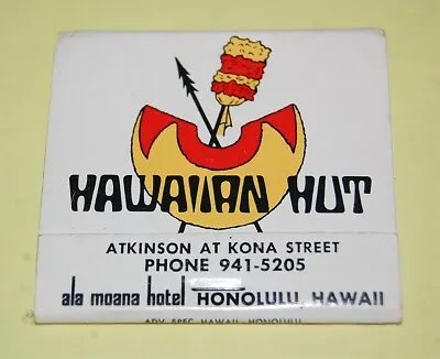 Hawaiian Hut On Waikiki Honolulu HI Full Unstruck Matchbook Tiki Polynesian Pop • $3.25
