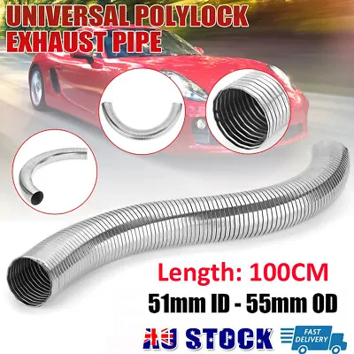 2  Inch 50mm ID Flexible Exhaust Pipe Stainless Steel Flex Tube 100cm Gas Hose • $33.59