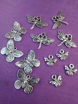 £1.99 • Buy 10 12 Butterfly Dragonfly & Honey Bumble 3d Bee Charms Pendant Tibetan Silver 