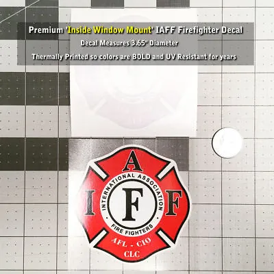 REVERSE PRINTED IAFF Firefighter Decal Red Blk Wht Sticker 3.65 Inch 0216 • $4.49