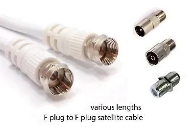 F To F Satellite Freesat Virgin TV Aerial Cable Coax Lead Extend Wire Connectors • £6.29