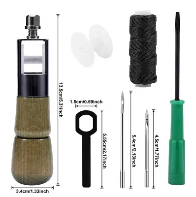 Heavy Duty Sewing Awl Kit For Leather And Fabric Repair Needle And Thread • £17.77