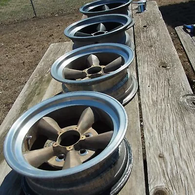 Vintage E-T Torque Thrust Style Wheels 15x7 14x6 Set Of 4 Polished Aluminum • $650