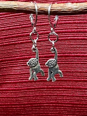 Small Silver Colored Hanging Monkey Earrings On Lever-back Wires. Fun! • $3.99