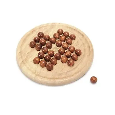 Traditional Solitaire With Wooden Marbles Board Game 21cm Classic Strategy Game • £10.99