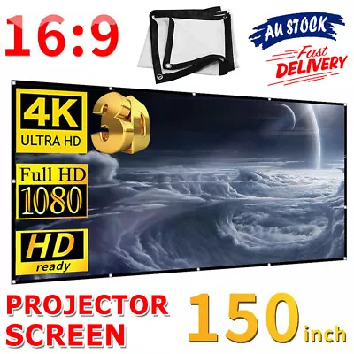 $23.95 • Buy 16:9 Projector Screen With Hooks 150 Inch Outdoor Indoor Movie Projection Screen