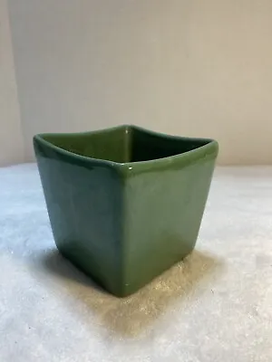 Vintage MCM Haeger Pottery Glossy Green Square Planter • $12.77