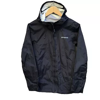 Patagonia H2no Torrentshell Black Full Zip Windbreaker Jacket Womens Xs • $64.99