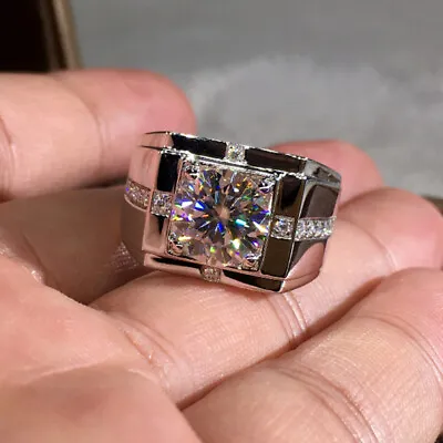 For Men 925 Silver Ring Fashion Cubic Zircon Engagement Jewelry Sz 8-12 • $2.20