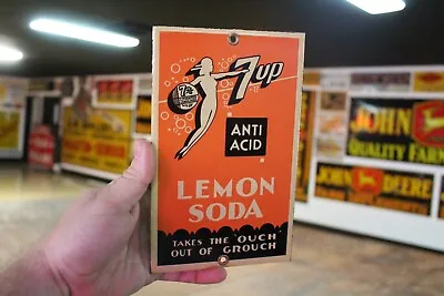 7up LEMON ANTI ACID SODA POP PORCELAIN METAL SIGN GAS OIL COKE PEPSI CRUSH • $68