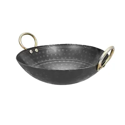 Handmade Big Cast Iron Hammered Kadai Wok With Handle For Kitchen Deep Frying 4L • $141.90