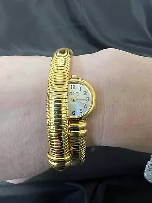 Price Drop! Vintage Joan Rivers Wrist Watch Snake Coil Wrap Gold Tone-NOT TESTED • $105