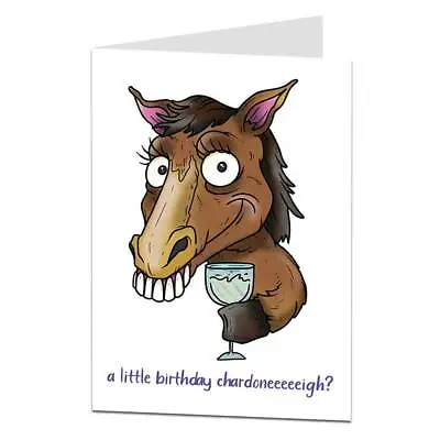 Funny Horse Birthday Card For Adults Wine Alcohol Theme • £3.25