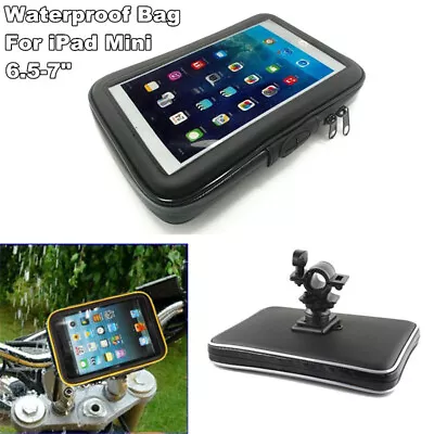 Gray Motorcycle Handle Bar Tablet Holder Waterproof Case Bag For IPad Mini 4 3 2 • £16.67