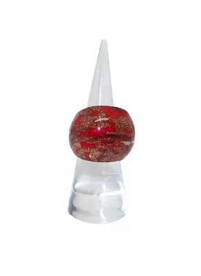 Murano Glass Ring  Size 6-6.5  Red With Sparkles Estate Vintage • $19.99