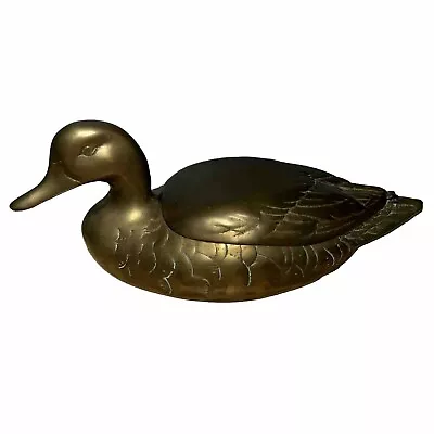 Vintage Brass Duck Decoy Trinket Box Hinged Lid Large 11  Antique Hunter Gift • $29.99