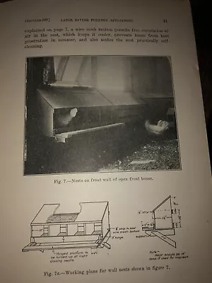 Original 1923 Chicken Poultry Device Construction Plans Descriptions Booklet. • $23
