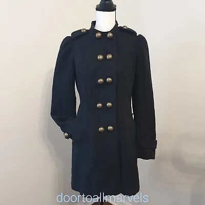Cartonnier Military Goth Style Long Coat Metal Buttons Women Sz 6 • £36.08