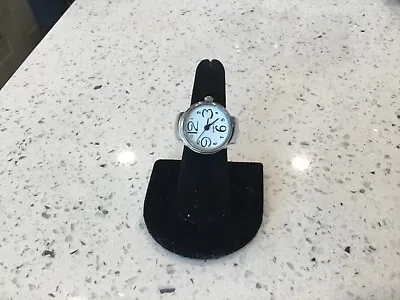 Easy To Read Unisex Finger Ring Watch Stainless Steel Quartz Sz 7.5 Unstretched • $17.95