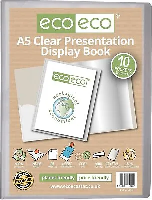 Eco-eco A5 50% Recycled Clear 10 Pocket Presentation Display Book • £3.99