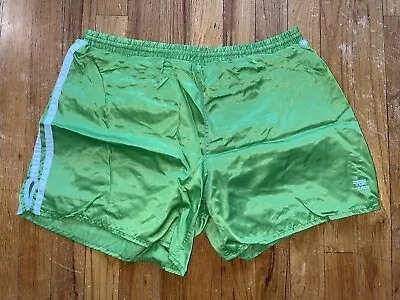 Adidas Nylon Shorts Vintage 80’S D7 LARGE Sprinter Shiny Satin Retro Glanz • $46.99