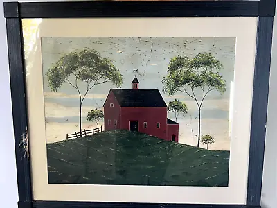 Warren Kimble Folk Art  Brandon Barn  Red Barn Horse Framed Americana Farmhouse • $45
