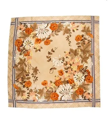 Burberry Vintage Neutral Floral Silk Scarf • $130