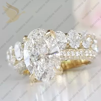 5.00Crt Oval Cut HPHT Diamond 100% 14k SOLID Yellow Gold Ring Lab-Created • $789.99