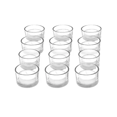 £8.99 • Buy Set Of 12 Circle Tea Light Candle Holders Modern Clear Glass Design M&W