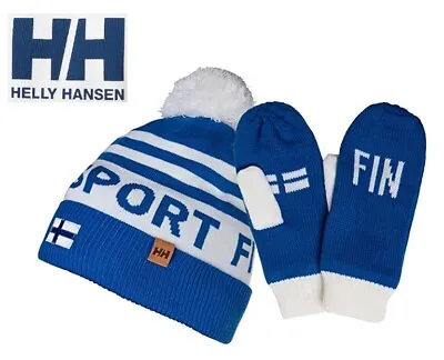 Helly Hansen ‘Going For Gold’ Knitted Stocking Cap And Mitten Set Pom Beanie Hat • £24.97