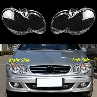 A Pair Front Headlight Lens Housing + Seal Glue For Mercedes W209 CLK 2004-2009 • $158.39