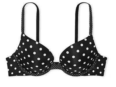 VICTORIA'S SECRET Sexy Tee Push-Up Bra Black Polka Dot 34 C • $25