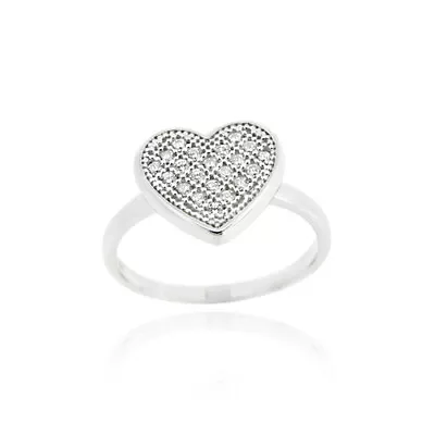 925 Silver CZ Micro Pave Heart Ring Size 5 • $21