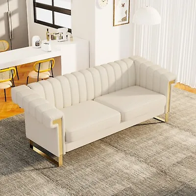 Chesterfield 3 Seater Tufted Velvet Sofa Upholstered Couch With Gold Metal Legs • $669.99