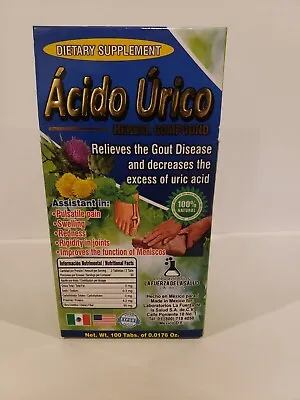 $14.75 • Buy ACIDO URICO 100 TABS Dietary Supplement  Gota Y Huesos (Uric Acid) 