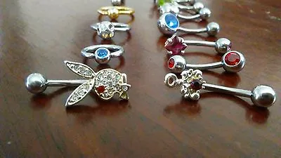 Lot Sixteen Silver CZ Gemstone Body Pierced Belly Button Navel Rings Barbells  • $29.99