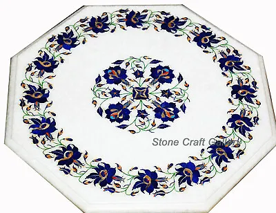 15  Marble Corner Side Table Top Inlay Pietra Dura Floral Work Home Decor • $381.75