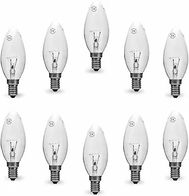 10 X 40W Watt Clear Candle Small Edison Screw Cap SES E14 Lamp Light Bulbs • £9.20