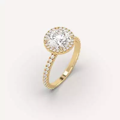 2 Carat Round Cut Engagement Ring | Real Mined Diamond In 14k Yellow Gold • $3605