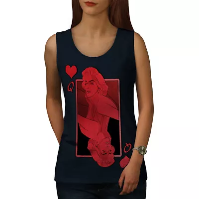 Wellcoda Queen Of Heart Red Womens Tank Top  Athletic Sports Shirt • £14.99