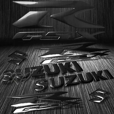 3D 5.75  Logo+Letter Decal+6.25 GSXR Fairing Emblem Sticker Suzuki Glossy Black • $15.99