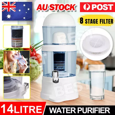 14L Benchtop 8 Stage Water Filter - Ceramic Carbon Mineral Stone Silica Purifier • $37.95