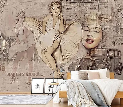 3D Marilyn Monroe ZHU352 Wallpaper Wall Mural Print Removable Self-adhesive Amy • $51.21