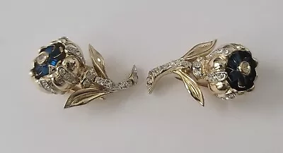 Beautiful Rare Vintage Coro Craft Camellia Rhinestone Dress Clips • $37