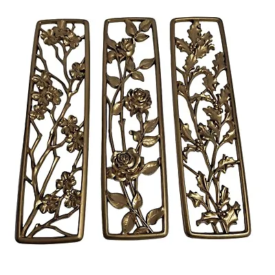 Gold Wall Panels Syroco Hollywood Regency Dogwood Rose Mid Century Modern Dart • $41.99