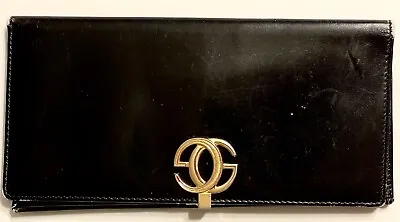 Gucci Continental Wallet Vintage 1970s Black Leather Red Lining GG Enamel Logo • $88.45